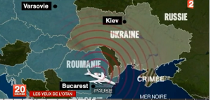 Скриншот с передачи новостей французского ТВ. Самолеты АВАКС следят за Крымом из Румынии